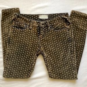 Free People Velvet Polka Dot Skinny Jeans